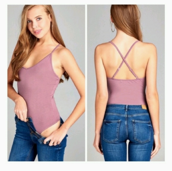 Mauve Criss Cross Body Suit - Picture 1 of 8